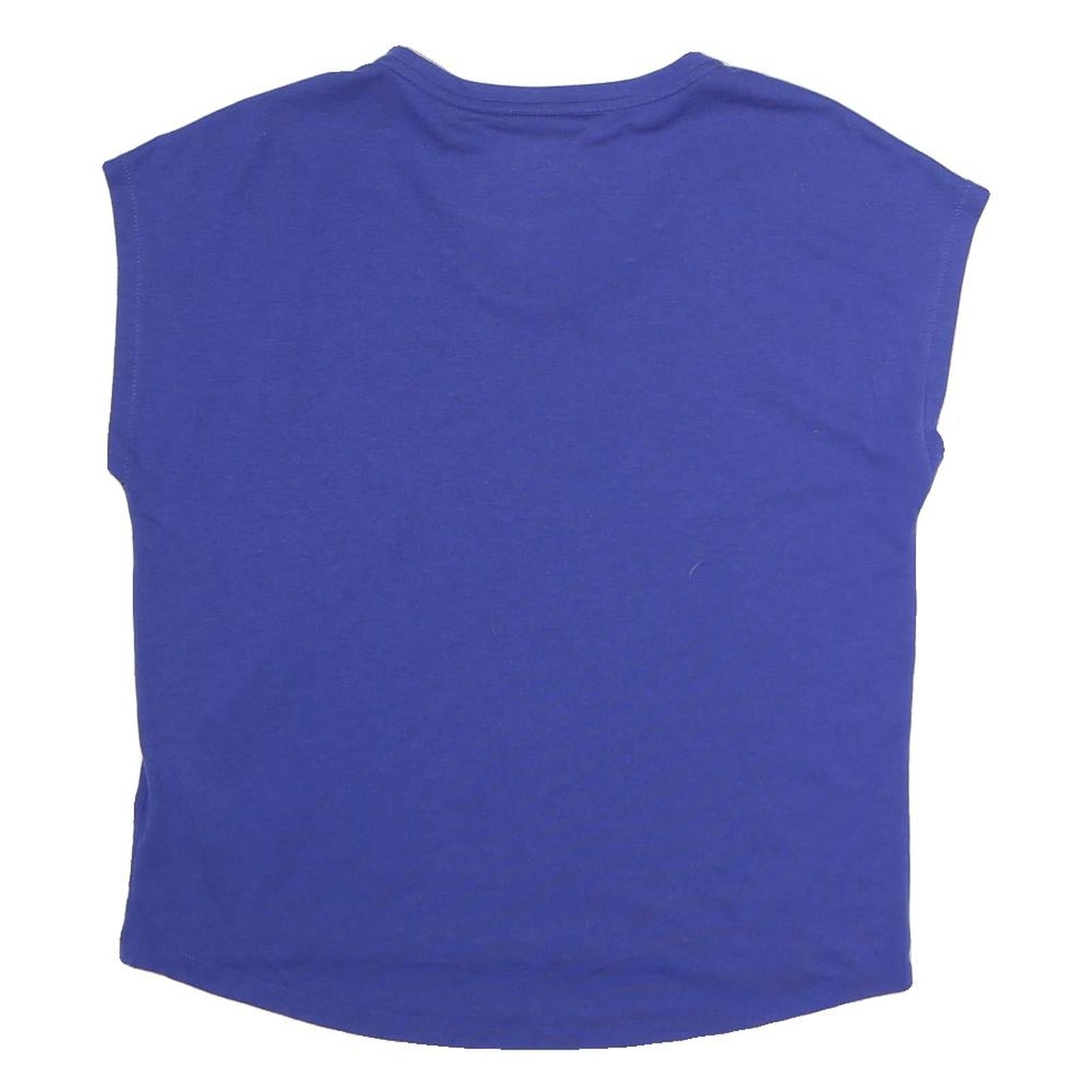 NIKE Womens Blue Graphic T-Shirt M Sleeveless V-Neck Sports Fitness