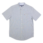 TOMMY HILFIGER Mens Blue Button-Down Short Sleeve Shirt S Cotton Classic Fit