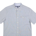 TOMMY HILFIGER Mens Blue Button-Down Short Sleeve Shirt S Cotton Classic Fit