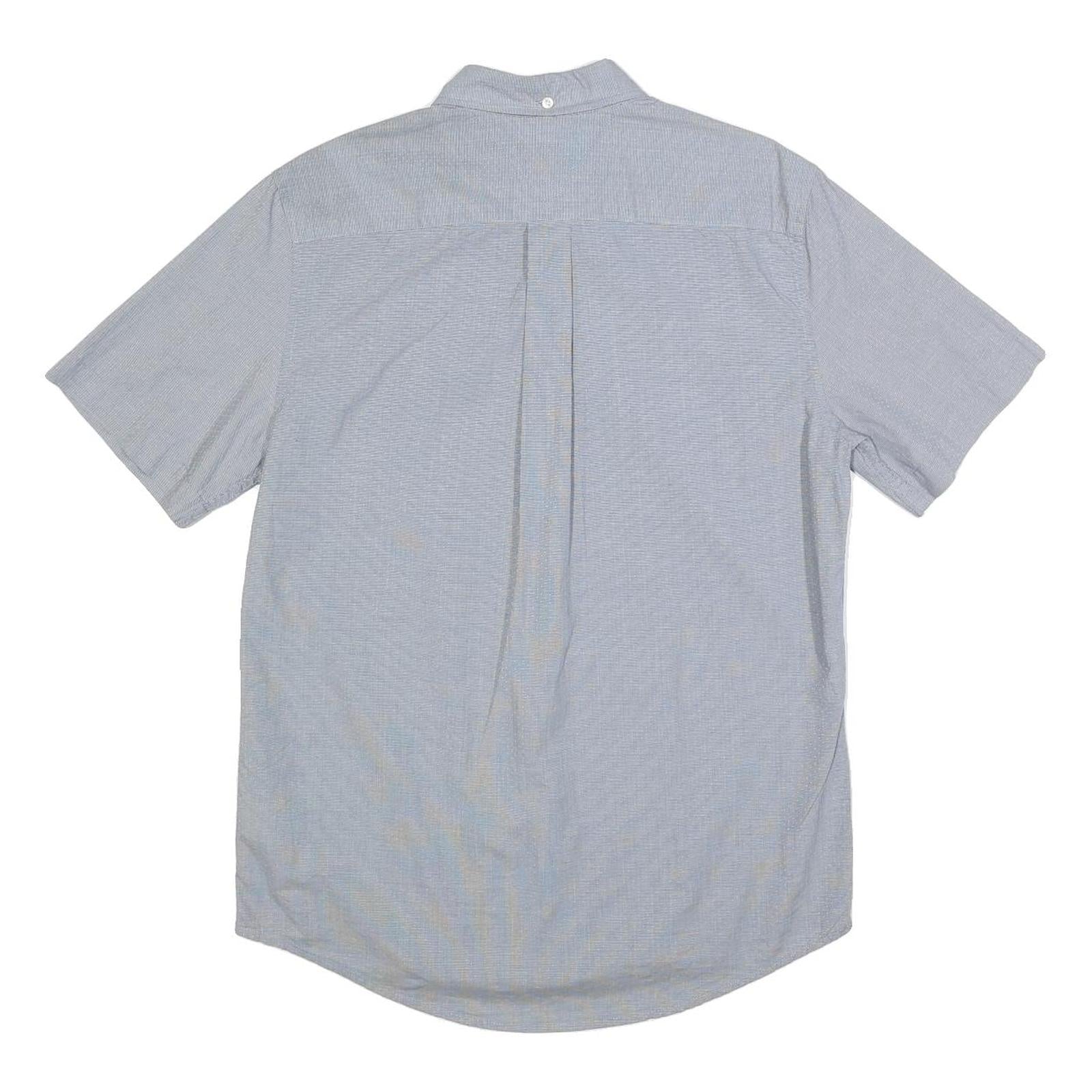 TOMMY HILFIGER Mens Blue Button-Down Short Sleeve Shirt S Cotton Classic Fit