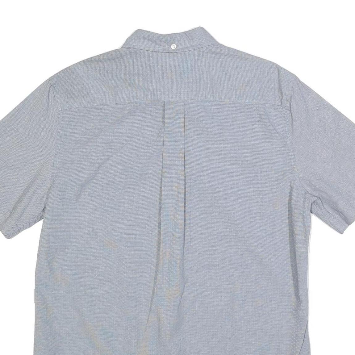 TOMMY HILFIGER Mens Blue Button-Down Short Sleeve Shirt S Cotton Classic Fit