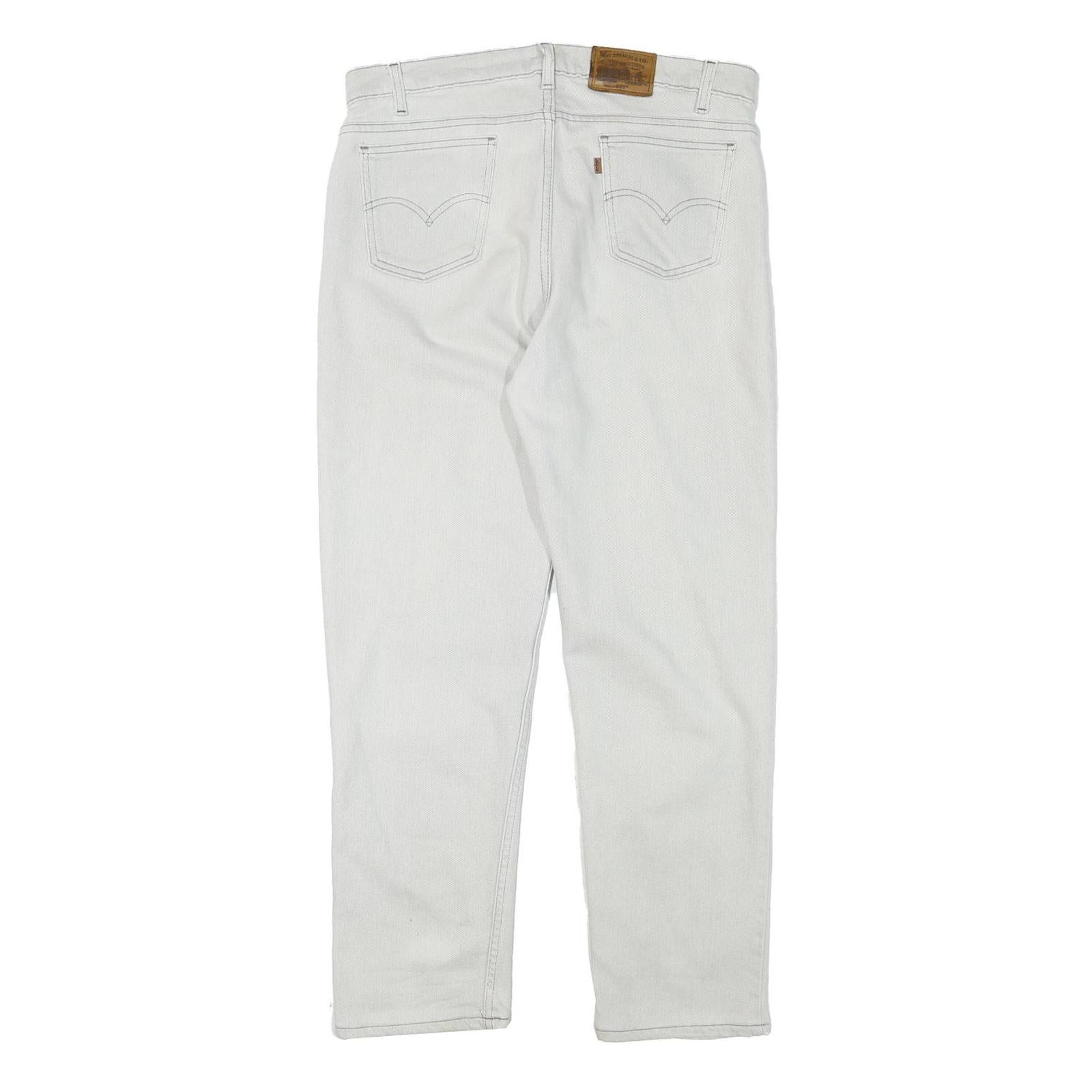 LEVI'S Mens Jeans White Regular Straight Denim W35 L29 Classic Cotton Blend Zip