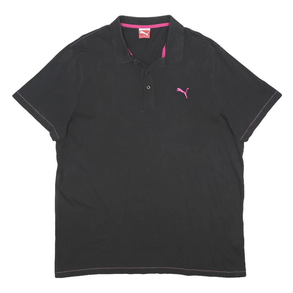 PUMA Mens Black & Pink Polo Shirt 2XL Cotton Short Sleeve Basic Sporty
