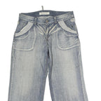 UPSET JEANS Mens Relaxed Wide-Leg Denim Light W36 L30 Distressed Cotton Zip