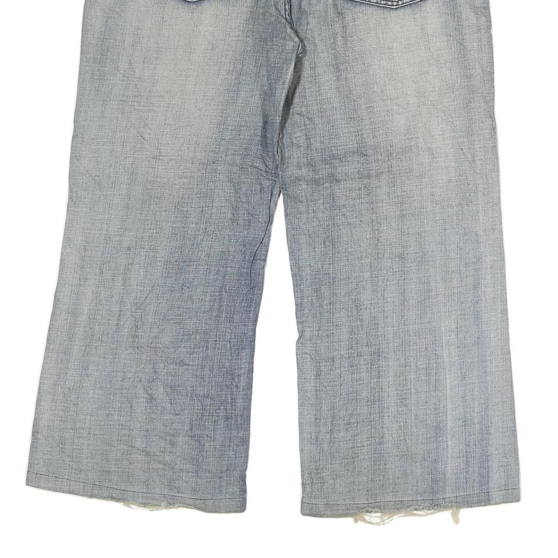 UPSET JEANS Mens Relaxed Wide-Leg Denim Light W36 L30 Distressed Cotton Zip