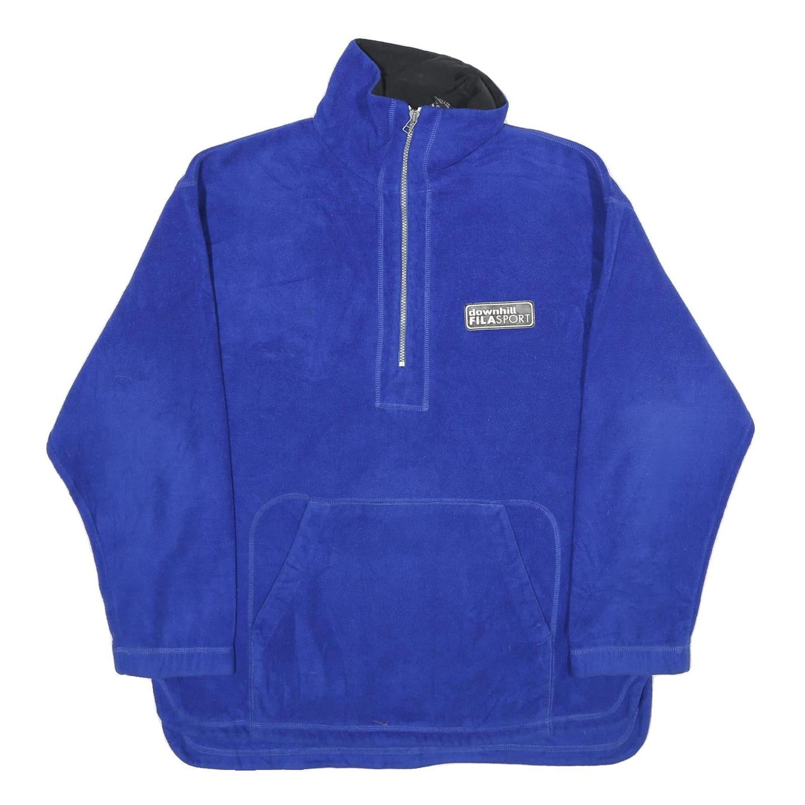 FILA Mens Blue Polyester Pullover Plain Crew Neck Regular L Jumper Sport