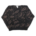 CAMPUS CLASSICS Womens Black Brown Floral Patterned Wool Blend Jumper L Comfort