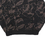 CAMPUS CLASSICS Womens Black Brown Floral Patterned Wool Blend Jumper L Comfort