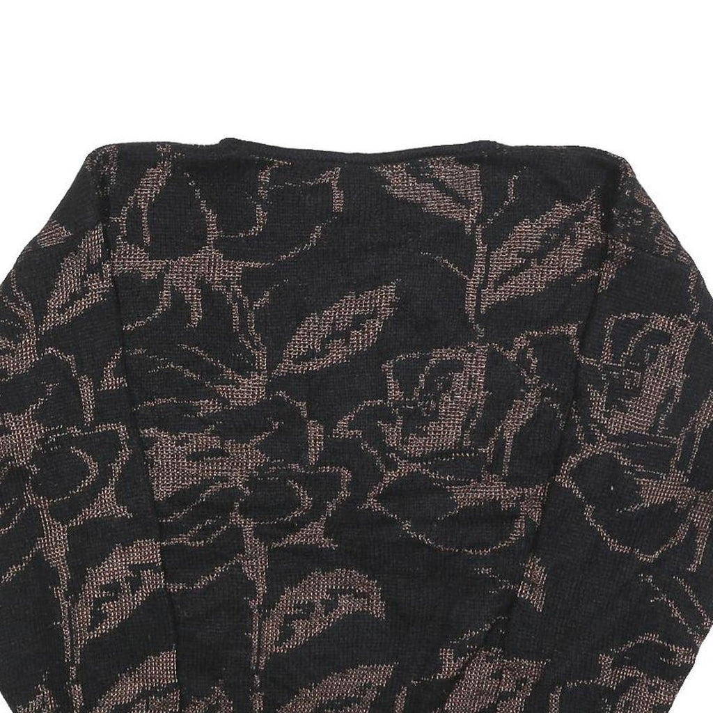 CAMPUS CLASSICS Womens Black Brown Floral Patterned Wool Blend Jumper L Comfort