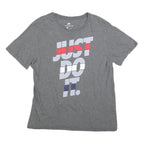 NIKE Mens Grey Just Do It Graphic T-Shirt L Short Sleeve Crew Neck Cotton Blend