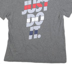 NIKE Mens Grey Just Do It Graphic T-Shirt L Short Sleeve Crew Neck Cotton Blend