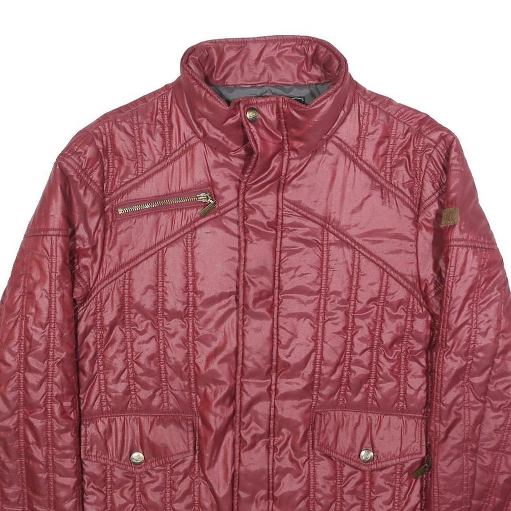 JUST CAVALLI Womens Red Quilted Jacket S Polyester Blend Zip Casual Stylish