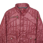 JUST CAVALLI Womens Red Quilted Jacket S Polyester Blend Zip Casual Stylish