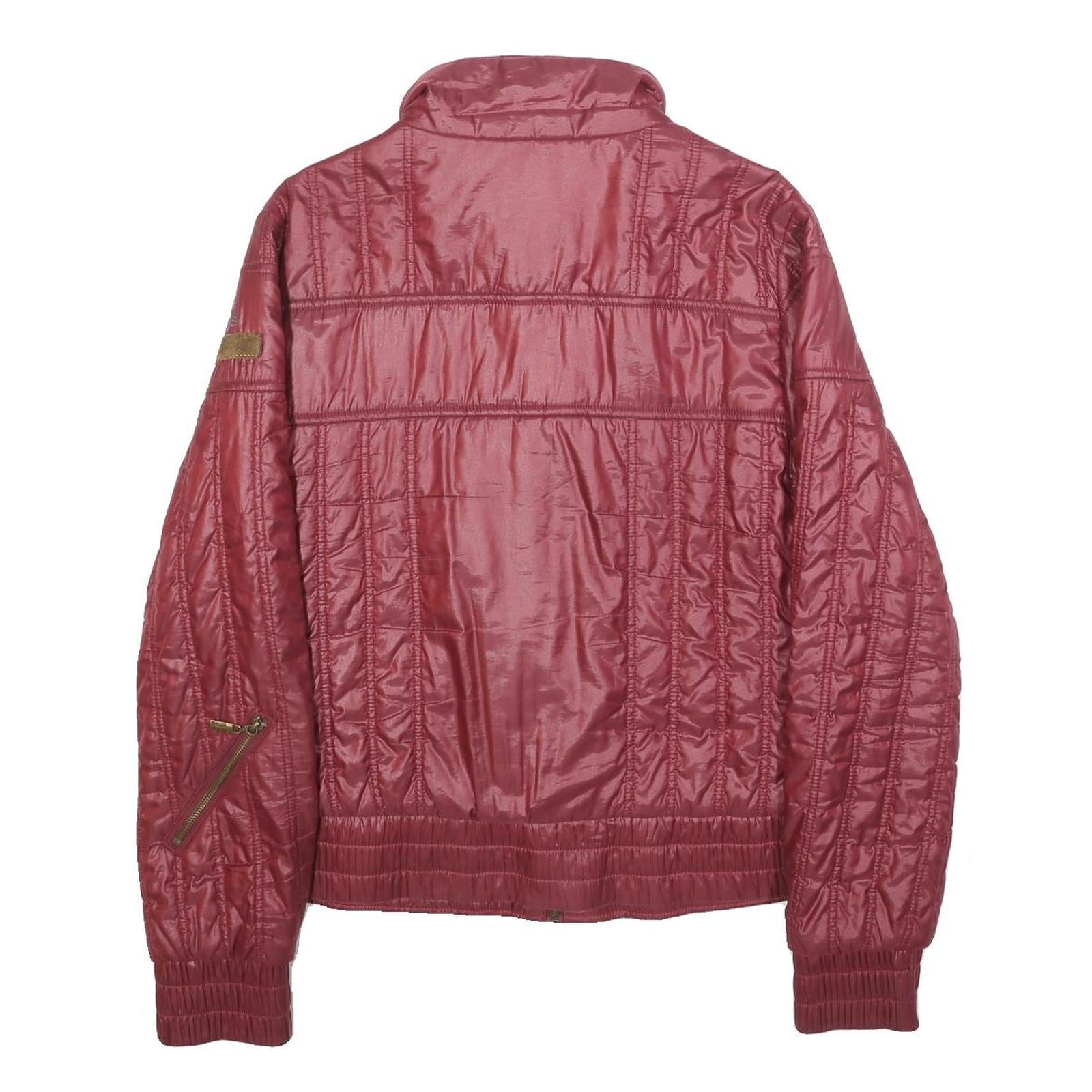 JUST CAVALLI Womens Red Quilted Jacket S Polyester Blend Zip Casual Stylish