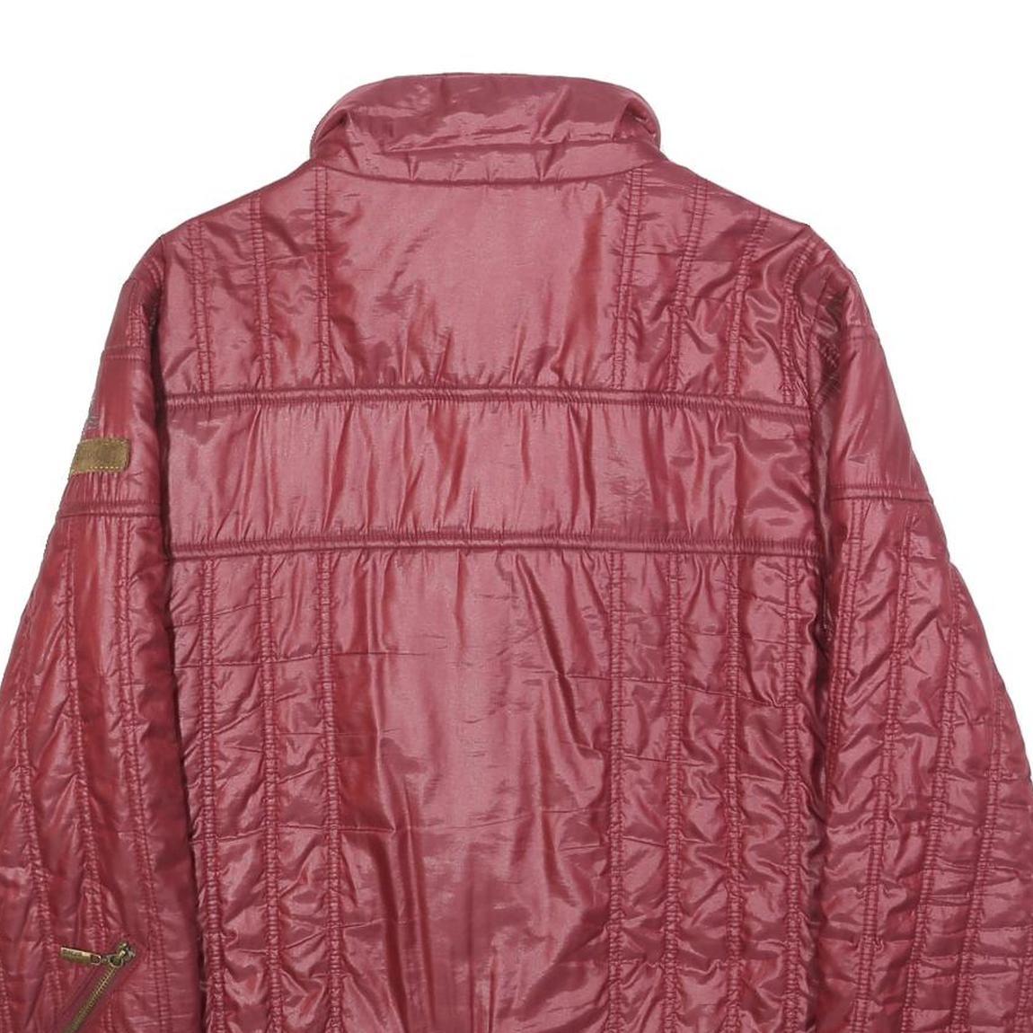 JUST CAVALLI Womens Red Quilted Jacket S Polyester Blend Zip Casual Stylish