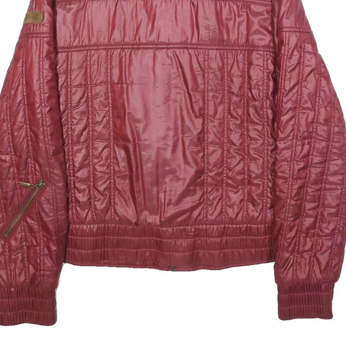 JUST CAVALLI Womens Red Quilted Jacket S Polyester Blend Zip Casual Stylish