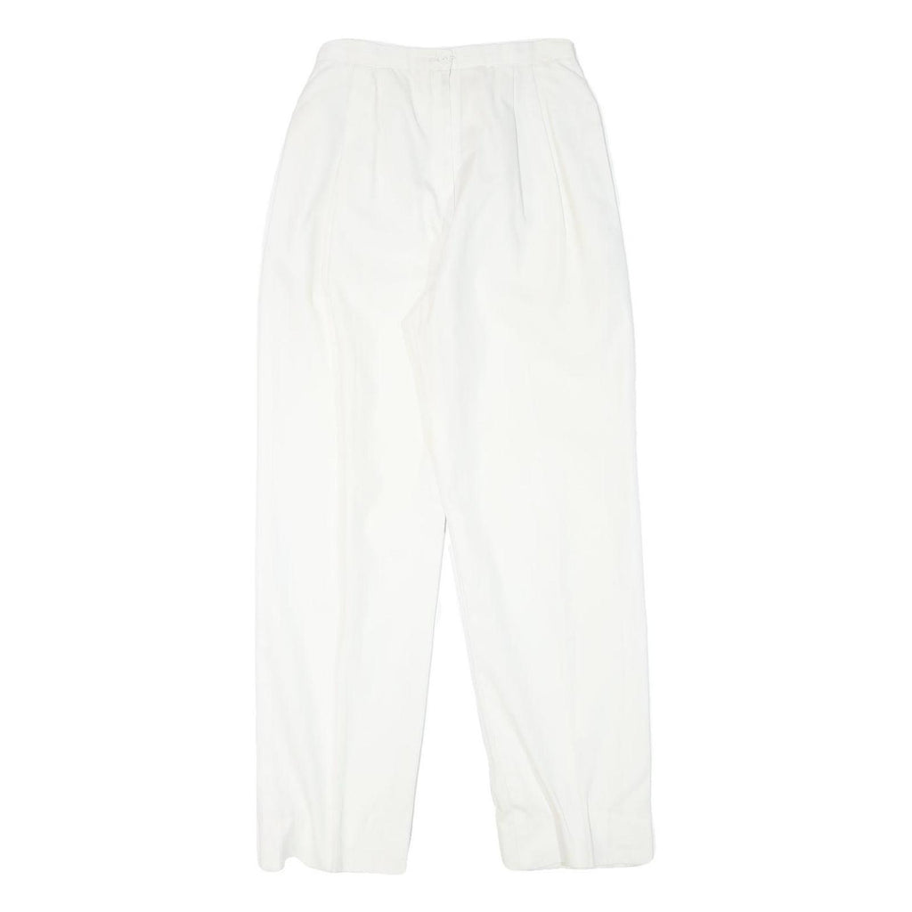 NR1 Womens Cotton Blend White Relaxed Trousers W24 L28 Casual Zip Closure