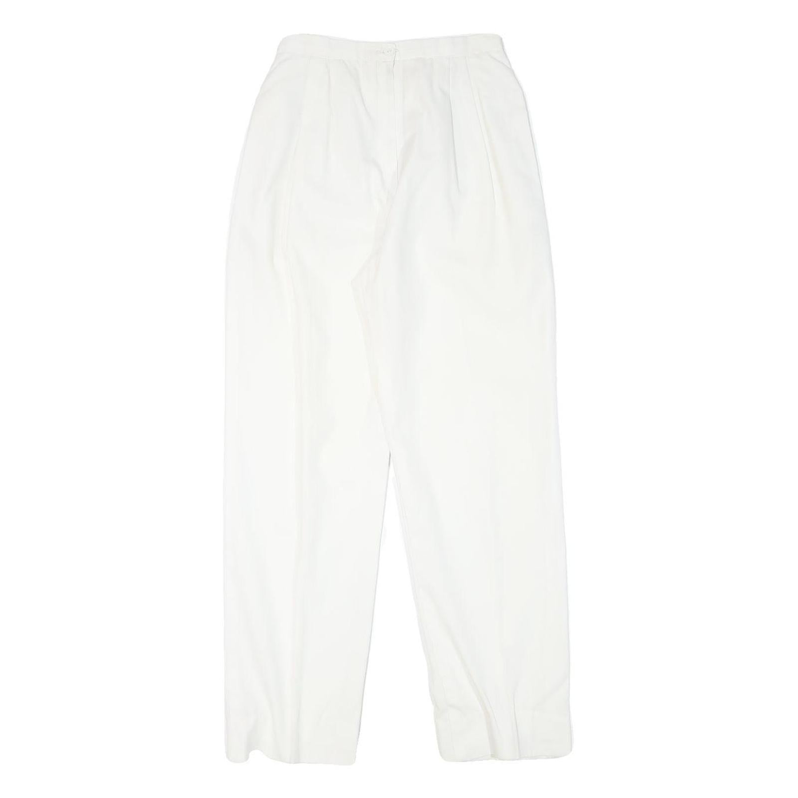 NR1 Womens Cotton Blend White Relaxed Trousers W24 L28 Casual Zip Closure