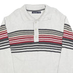 NAUTICA Mens Cream & Red Striped Pattern Shawl Collar Pullover Jumper M Cotton