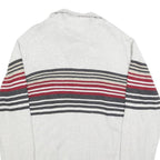 NAUTICA Mens Cream & Red Striped Pattern Shawl Collar Pullover Jumper M Cotton