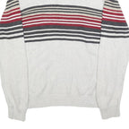NAUTICA Mens Cream & Red Striped Pattern Shawl Collar Pullover Jumper M Cotton