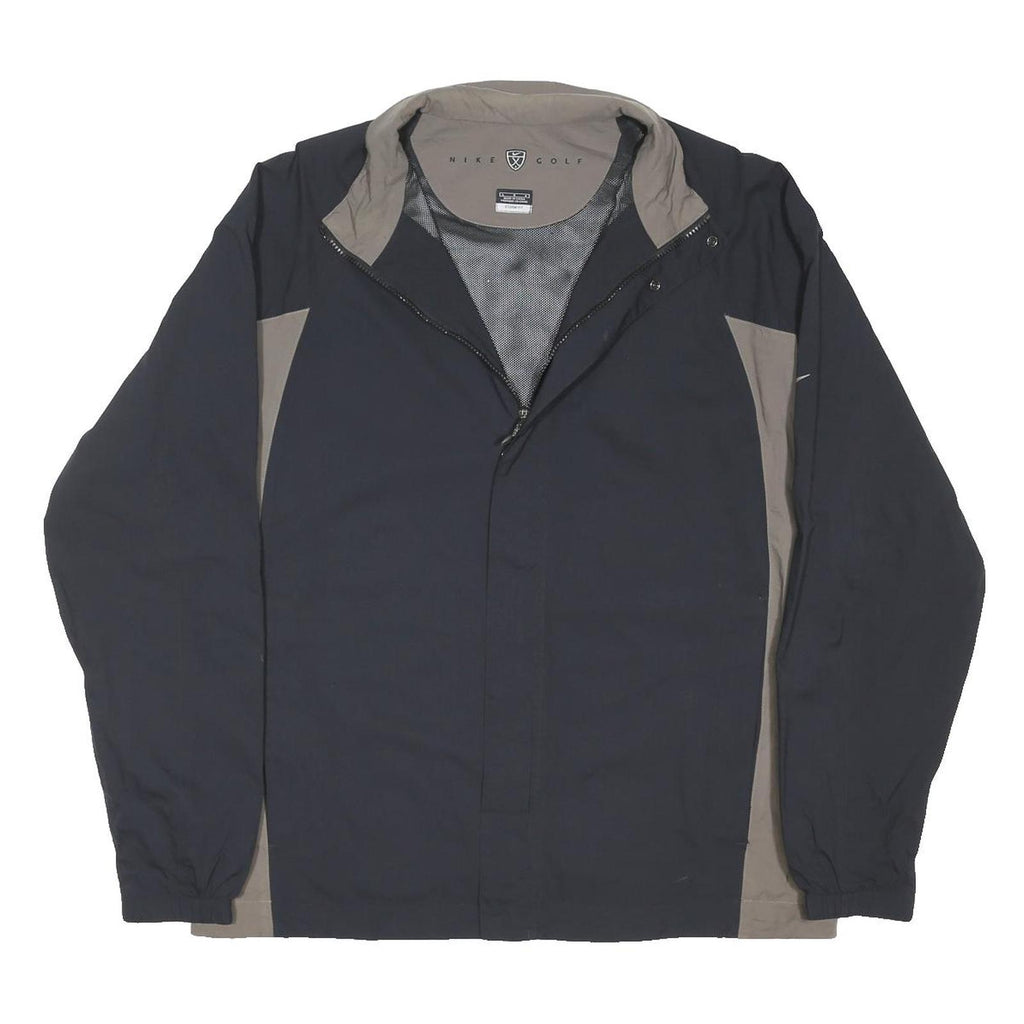 NIKE Mens Black & Grey Golf Jacket L Nylon Zip Storm-Fit Windbreaker Casual