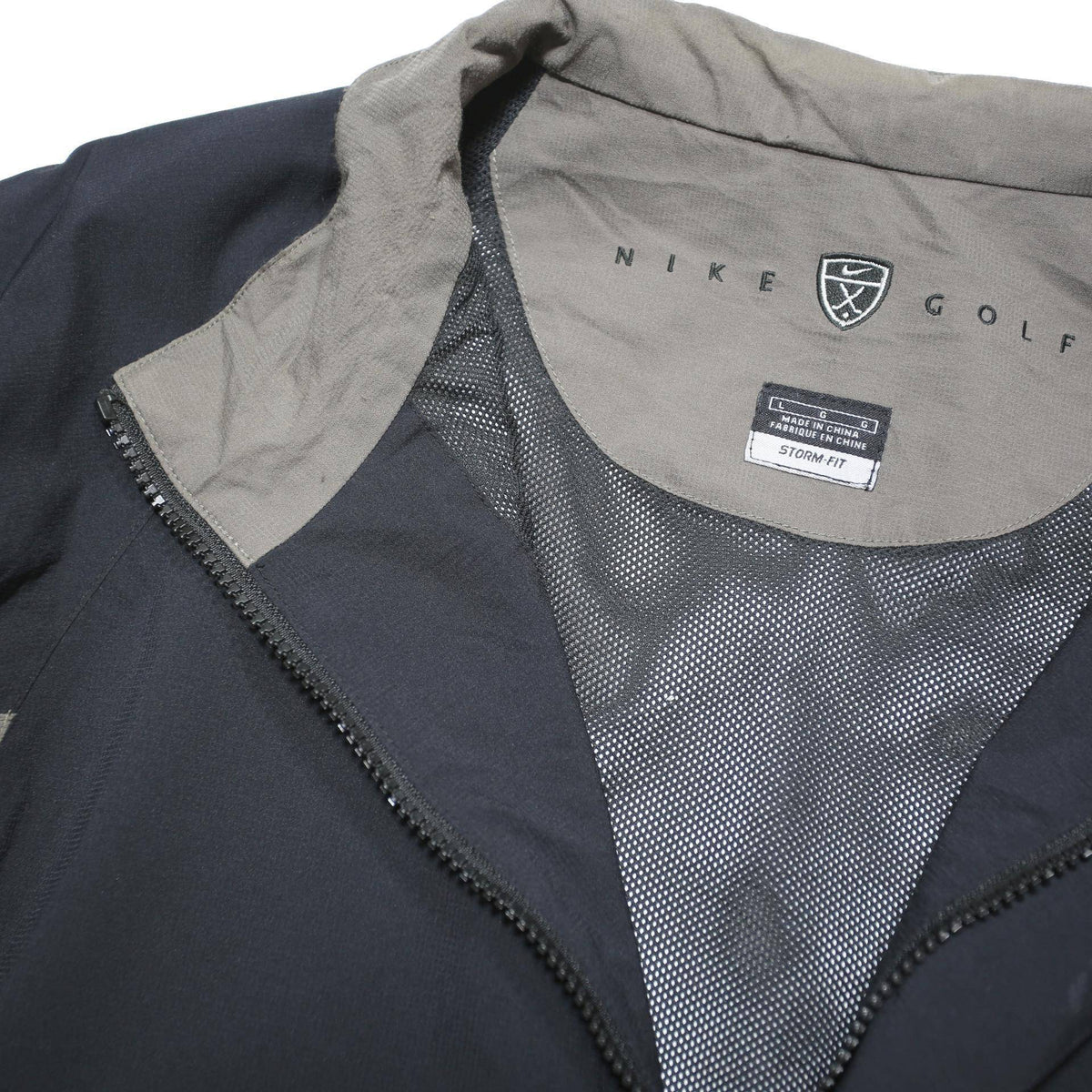 NIKE Mens Black & Grey Golf Jacket L Nylon Zip Storm-Fit Windbreaker Casual