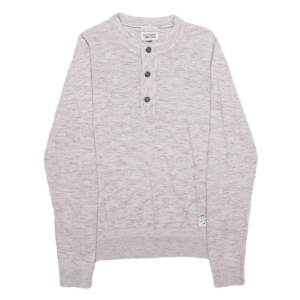 HILFIGER DENIM Mens Cream Pullover Plain Round Neck Basic Knit S Cotton Jumper
