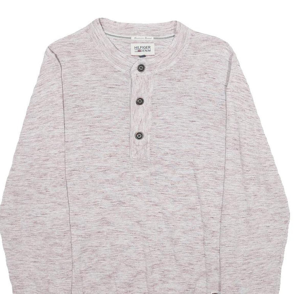 HILFIGER DENIM Mens Cream Pullover Plain Round Neck Basic Knit S Cotton Jumper