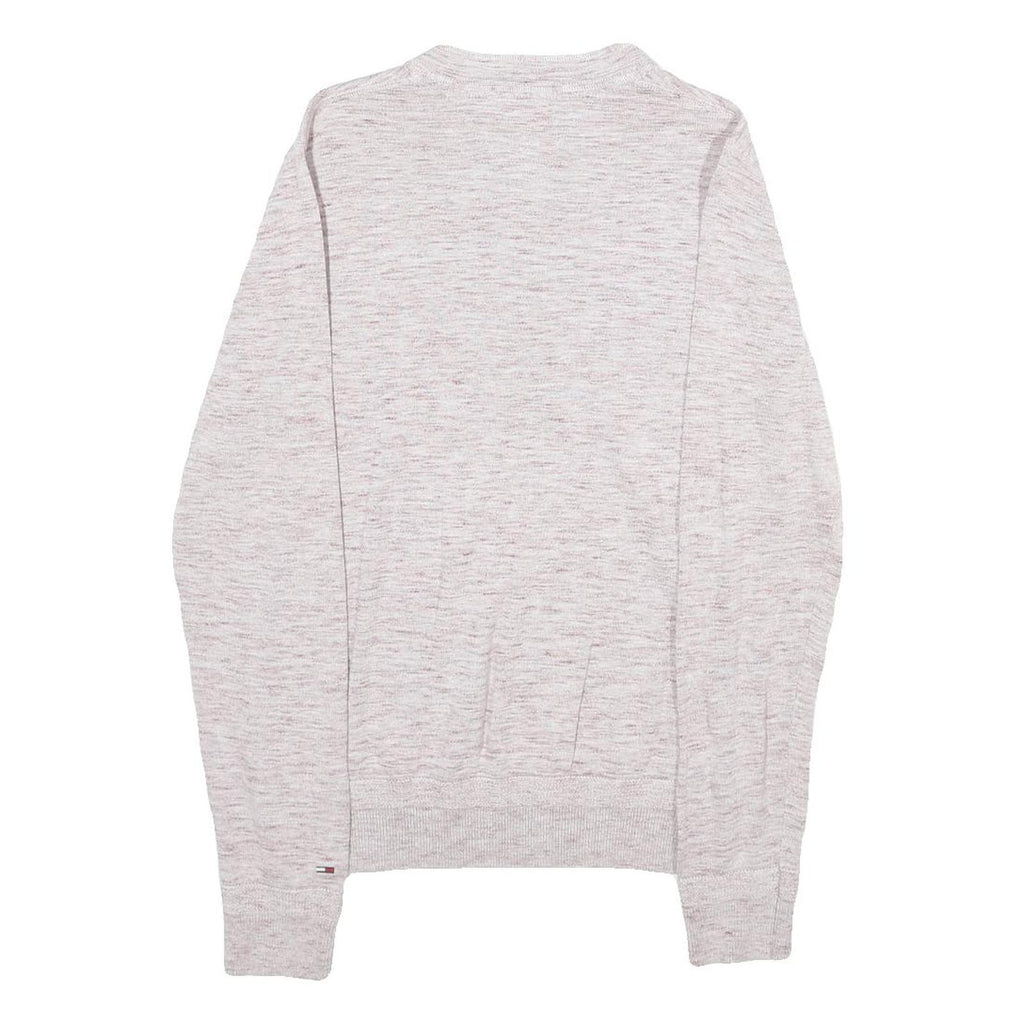 HILFIGER DENIM Mens Cream Pullover Plain Round Neck Basic Knit S Cotton Jumper