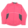 REEBOK Womens Pink & Black Athletic Jacket L Polyester Blend Zip Sport Layer