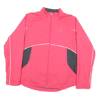 REEBOK Womens Pink & Black Athletic Jacket L Polyester Blend Zip Sport Layer