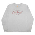 CARHARTT Mens Grey Long Sleeve Crew Neck T-Shirt L Cotton Blend Workwear Graphic