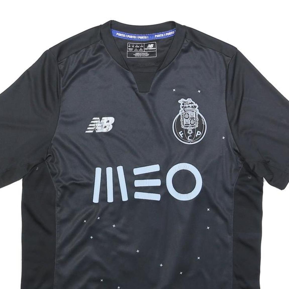 NEW BALANCE FC Porto 2016-17 Mens Black Football Shirt S Short Sleeve Crew Neck