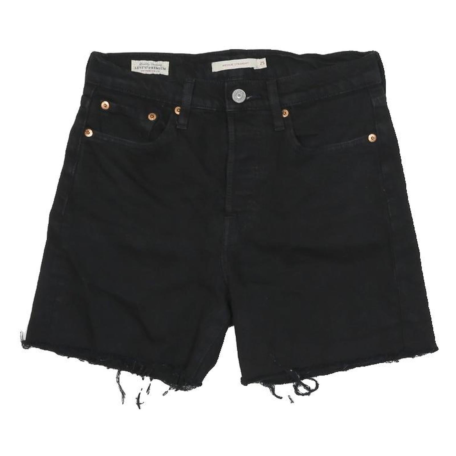 LEVI'S Womens Black Cut-Off Denim Shorts S W28 Casual Vintage Cotton Summer