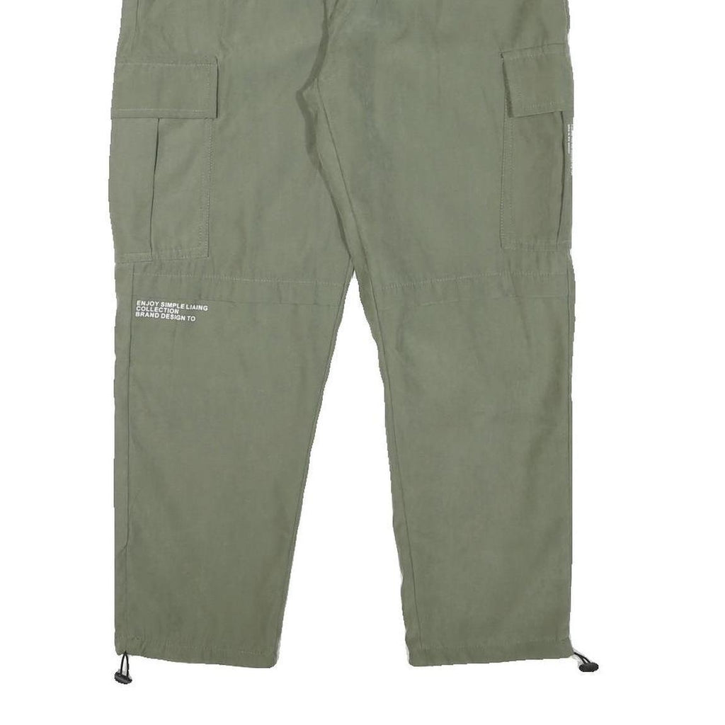 Mens Relaxed Fit Green Cotton Blend Cargo Trousers Waist W27 Length L25