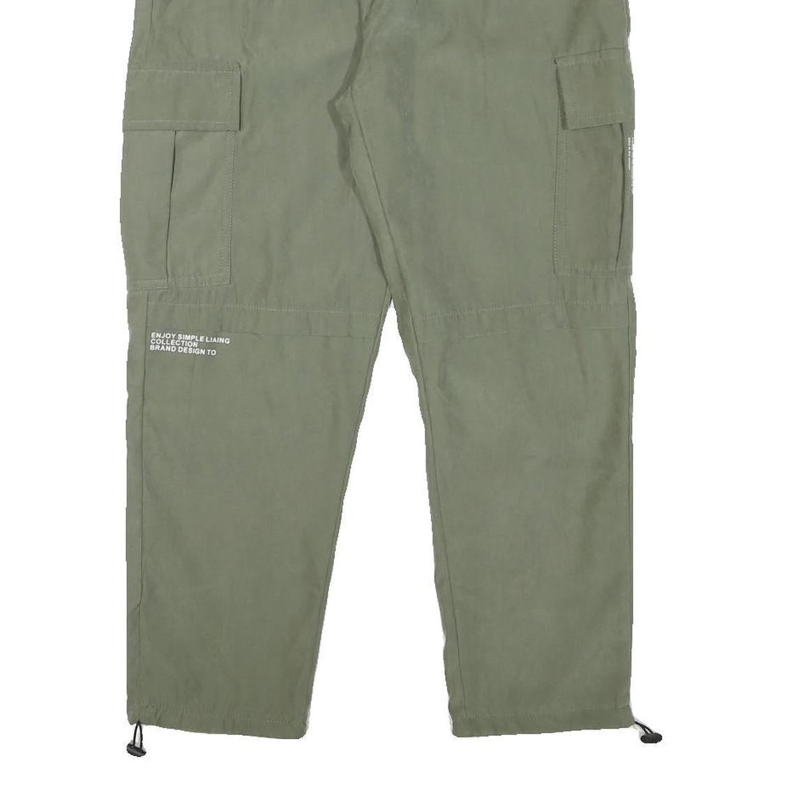 Mens Relaxed Fit Green Cotton Blend Cargo Trousers Waist W27 Length L25
