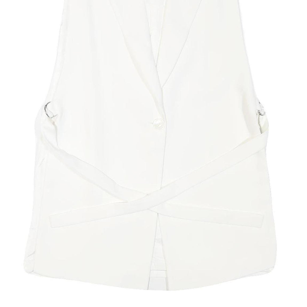 ZARA Womens White Sleeveless Waistcoat XS Button Neck Smart Casual Blazer Vest