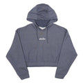 ELLESSE Womens Blue Pullover Hoodie UK 8 Cotton Blend Cropped Drawstring Hood