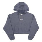 ELLESSE Womens Blue Pullover Hoodie UK 8 Cotton Blend Cropped Drawstring Hood
