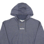 ELLESSE Womens Blue Pullover Hoodie UK 8 Cotton Blend Cropped Drawstring Hood