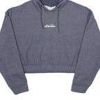 ELLESSE Womens Blue Pullover Hoodie UK 8 Cotton Blend Cropped Drawstring Hood