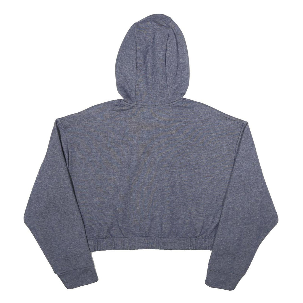 ELLESSE Womens Blue Pullover Hoodie UK 8 Cotton Blend Cropped Drawstring Hood