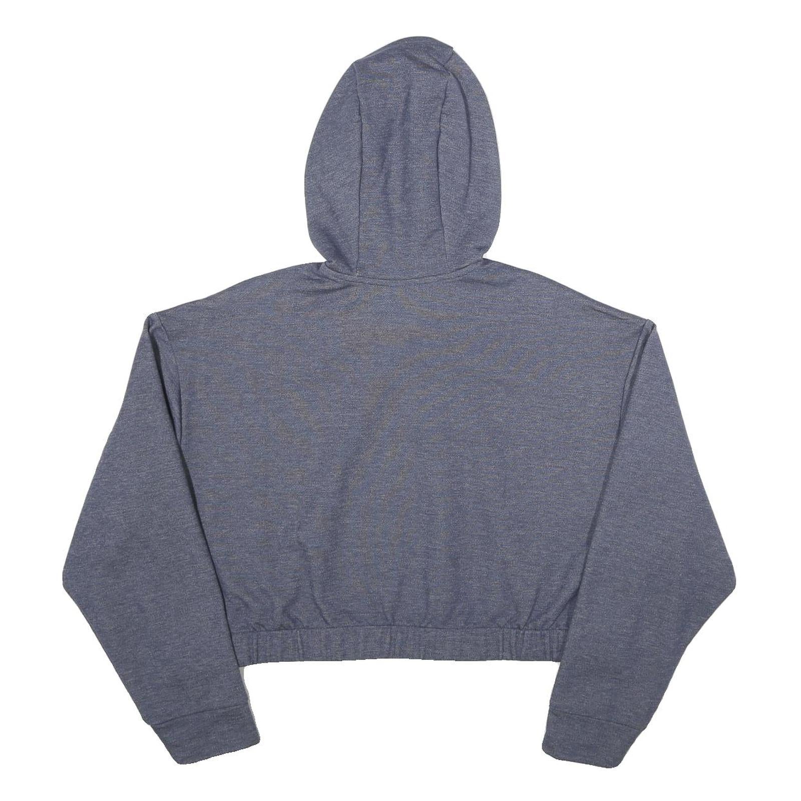 ELLESSE Womens Blue Pullover Hoodie UK 8 Cotton Blend Cropped Drawstring Hood