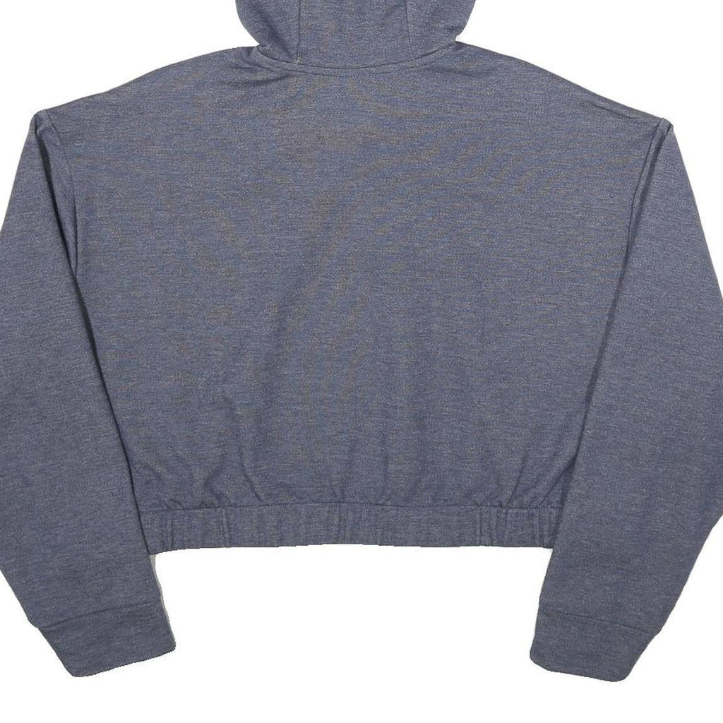 ELLESSE Womens Blue Pullover Hoodie UK 8 Cotton Blend Cropped Drawstring Hood