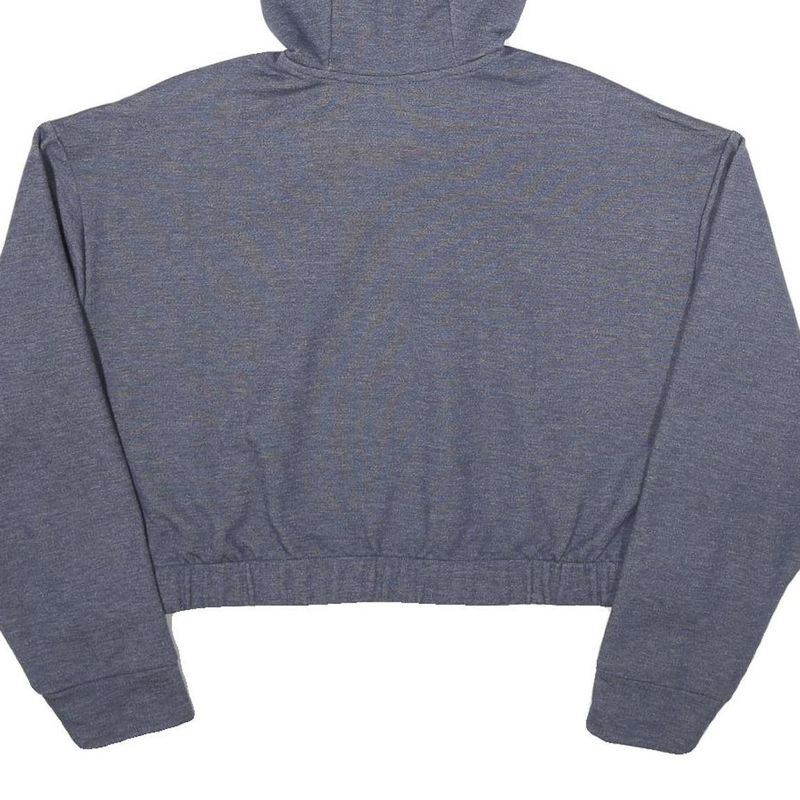 ELLESSE Womens Blue Pullover Hoodie UK 8 Cotton Blend Cropped Drawstring Hood