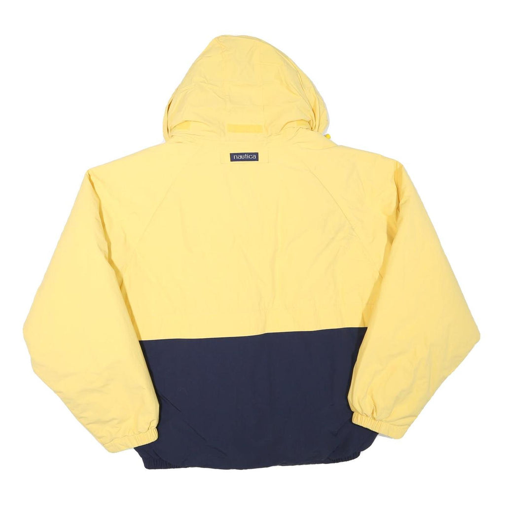 NAUTICA Mens Yellow & Navy Polyester Blend Zip Jacket L Hooded Colourblock