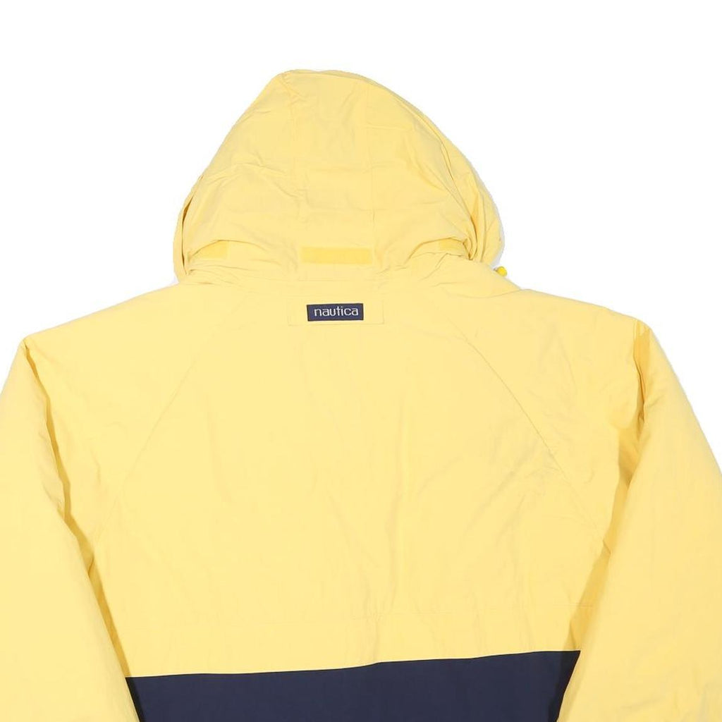 NAUTICA Mens Yellow & Navy Polyester Blend Zip Jacket L Hooded Colourblock