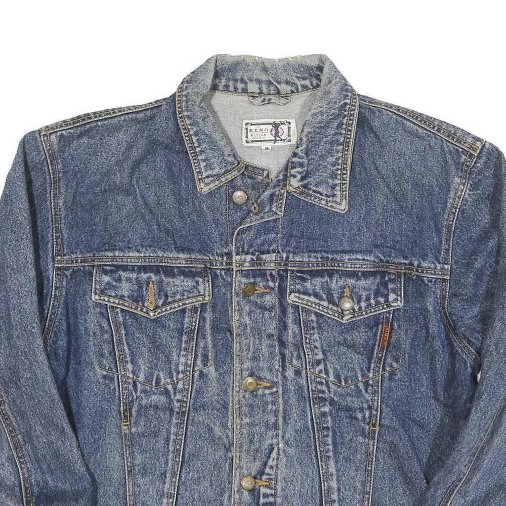 RENO Mens Blue Denim Jacket M Cotton Blend Button Classic Casual