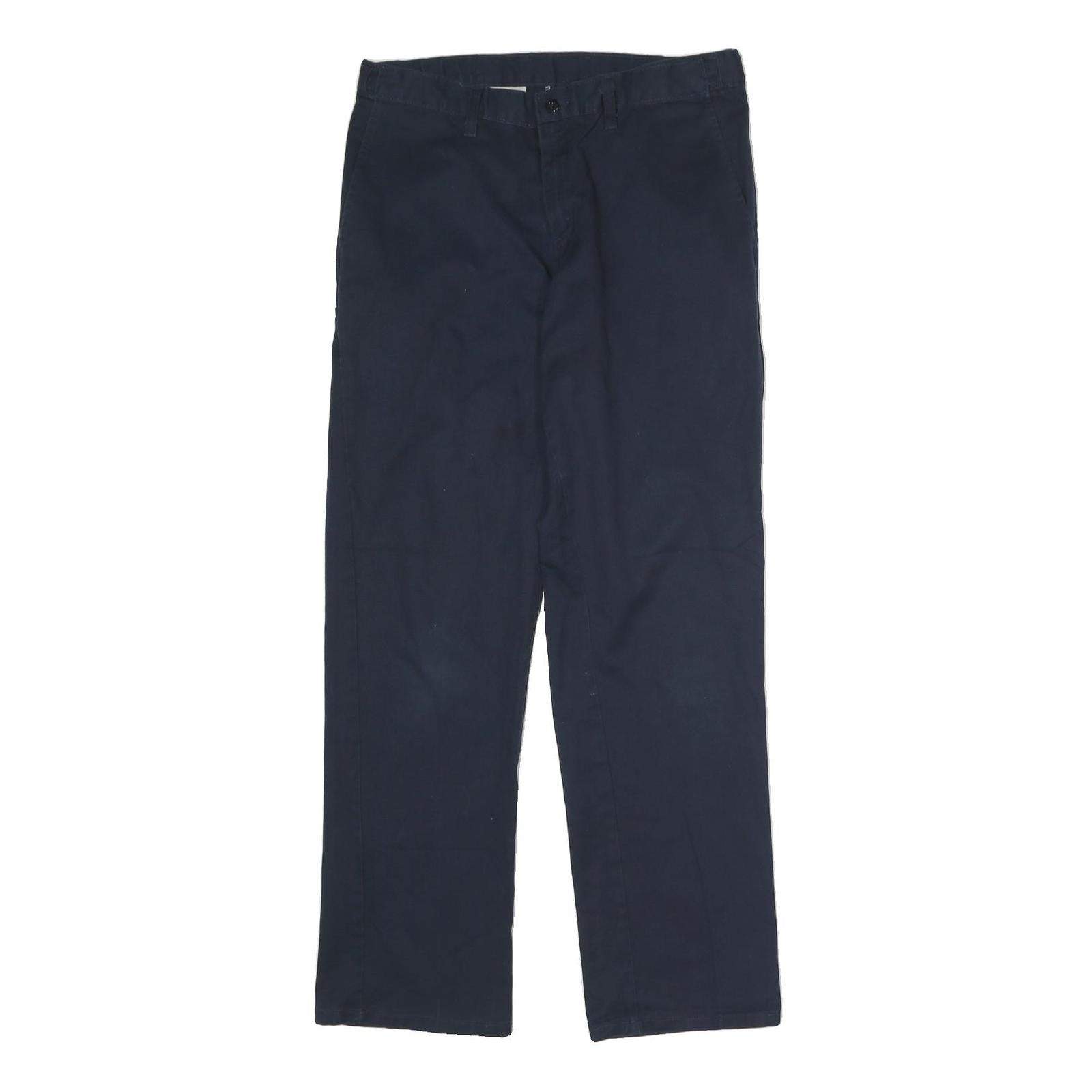 DICKIES Mens Polyester Blend Navy Regular Fit Straight Leg Trousers W32 L32